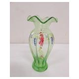 hand painted fenton glass vase