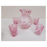 fenton glass pitcher w/4 glasses