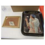 coke bottle label & metal tray
