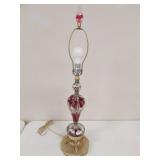 3 ball red lamp w/finial & shade(works)