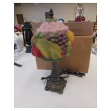 small lamp w/fruit glass shade