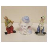 3 clown figurines