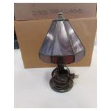 small lamp w/purple slag glass shade