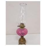 fenton cranberry oil lamp