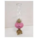 fenton cranberry oil lamp
