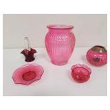 5 pcs of cranberry glass