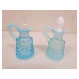 2 fenton blue hobnail cruets
