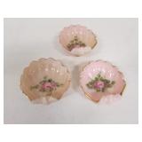 3 cambridge glass shell dishes