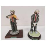 2 emmett kelly clown figurines