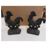 cast iron chicken bookends