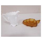 cactus patern pitcher & amber glass dish