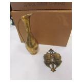 brass pitcher & match holder
