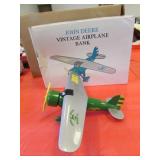 john deere airplane bank w/box