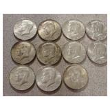 11- clad silver kennedy half dollars