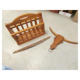 magazine rack,primitive pc & steer wall hanging