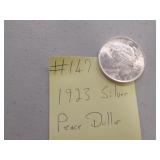 1923  AU+ silver peace dollar