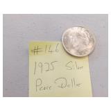 1925  AU+ silver peace dollar