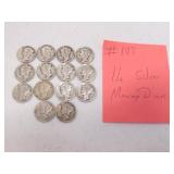14 silver mercury dimes