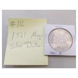 1921 AU+ morgan silver dollar