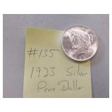 1923  AU+ silver peace dollar