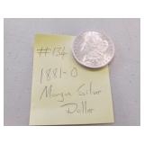 1881-O  AU+ morgan silver dollar