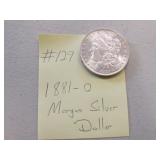 1881-O  AU+ morgan silver dollar