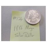 1886  AU+ morgan silver dollar
