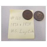 1836 & 1838 u.s. large cents