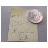 1902-O  AU+ morgan silver dollar