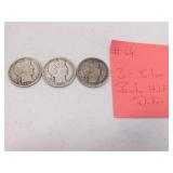 3- silver barber half dollars