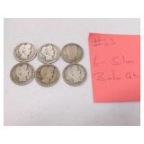 6- silver barber quarters