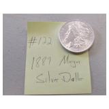 1889 AU+ morgan silver dollar