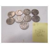 9- Ike $1 dollars