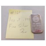 1 oz of .999 fine silver bar