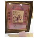 american indian one cents in frame