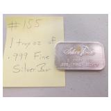 1 troy oz of .999 fine silver bar silvertowne