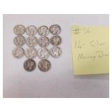 14- silver mercury dimes
