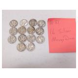 14- silver mercury dimes