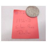 1934-D silver peace dollar
