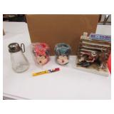 pro rodeo figurine,disney cups & nut grinder