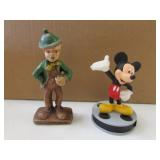 Lampwick figurine & mickey mouse figurine