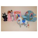 dolls,book & cinderella carriage