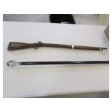 toy kids rifle & sword cane w/skull
