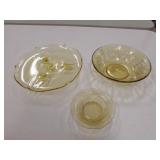 3 pcs of yellow depresion glass