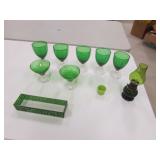 small green oil lamp,green glasses,items