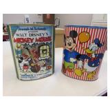 2 disney metal trashcans
