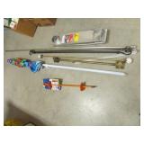 curtain rods,dog stake & items