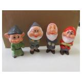 4 old rubber dwarfs