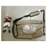 agriculture bag & peyton manning football figure