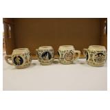 4 german castle stoneware mugs